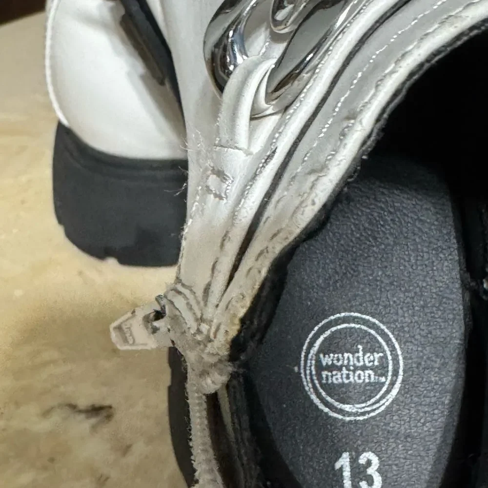 Bundle.       Wonder Nation White Boots with Silver Chain  and  Nike Sneakers.
